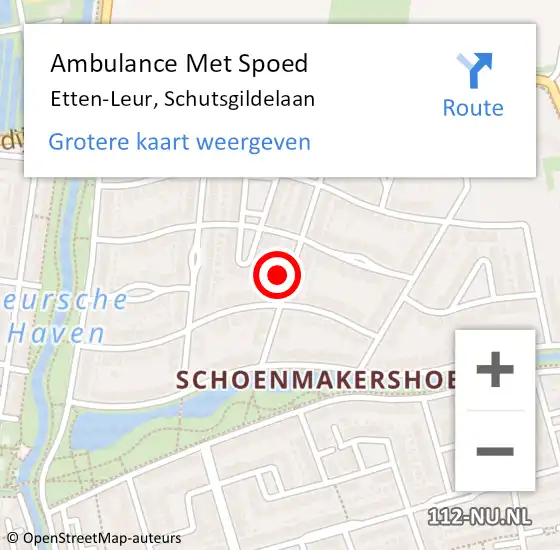 Locatie op kaart van de 112 melding: Ambulance Met Spoed Naar Etten-Leur, Schutsgildelaan op 27 november 2017 21:27