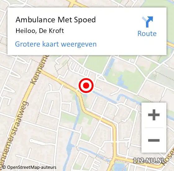 Locatie op kaart van de 112 melding: Ambulance Met Spoed Naar Heiloo, De Kroft op 27 november 2017 21:57