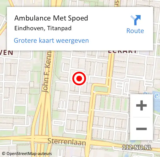 Locatie op kaart van de 112 melding: Ambulance Met Spoed Naar Eindhoven, Titanpad op 27 november 2017 22:01