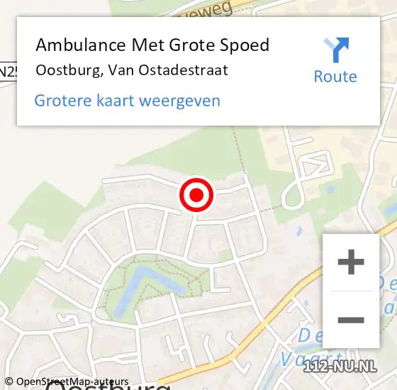 Locatie op kaart van de 112 melding: Ambulance Met Grote Spoed Naar Oostburg, Van Ostadestraat op 27 november 2017 23:23