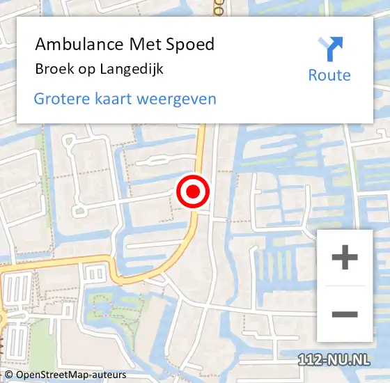 Locatie op kaart van de 112 melding: Ambulance Met Spoed Naar Broek op Langedijk op 28 november 2017 00:43