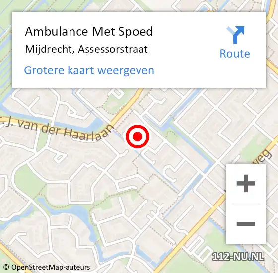 Locatie op kaart van de 112 melding: Ambulance Met Spoed Naar Mijdrecht, Assessorstraat op 28 november 2017 01:17