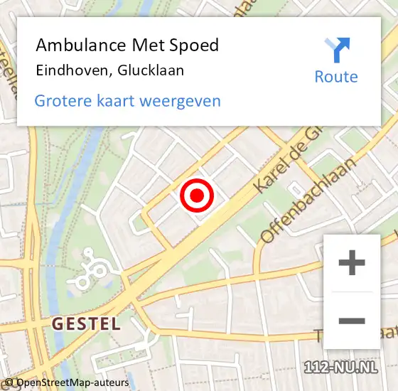 Locatie op kaart van de 112 melding: Ambulance Met Spoed Naar Eindhoven, Glucklaan op 28 november 2017 03:21