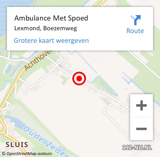 Locatie op kaart van de 112 melding: Ambulance Met Spoed Naar Lexmond, Boezemweg op 28 november 2017 05:05