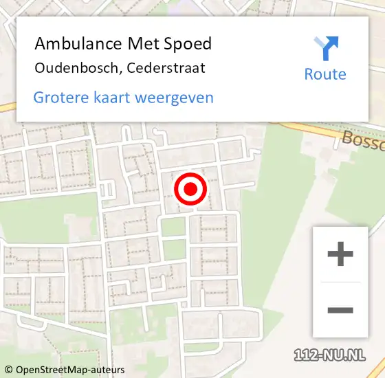 Locatie op kaart van de 112 melding: Ambulance Met Spoed Naar Oudenbosch, Cederstraat op 28 november 2017 05:33