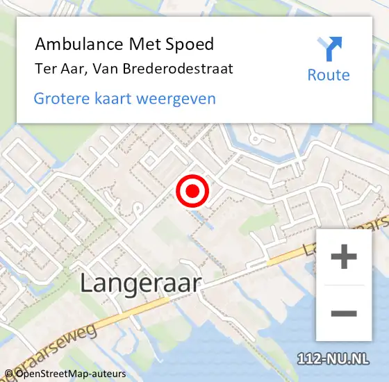 Locatie op kaart van de 112 melding: Ambulance Met Spoed Naar Ter Aar, Van Brederodestraat op 28 november 2017 05:54