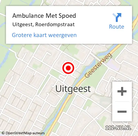 Locatie op kaart van de 112 melding: Ambulance Met Spoed Naar Uitgeest, Roerdompstraat op 28 november 2017 06:43