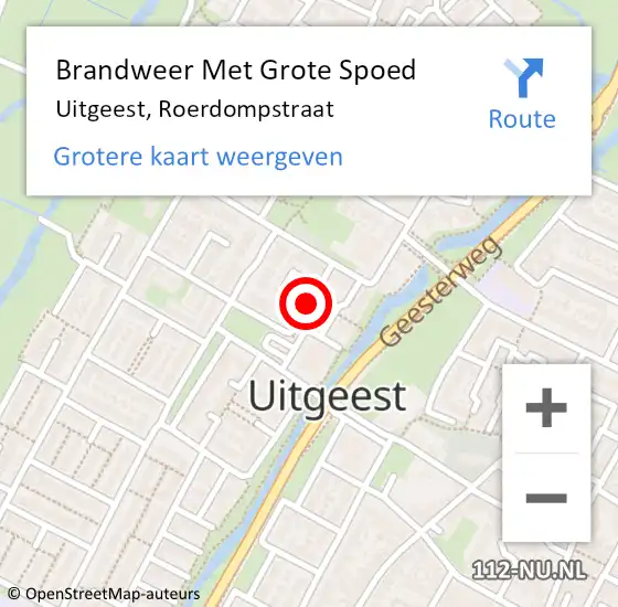 Locatie op kaart van de 112 melding: Brandweer Met Grote Spoed Naar Uitgeest, Roerdompstraat op 28 november 2017 07:00