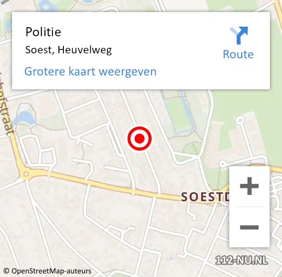 Locatie op kaart van de 112 melding: Politie Soest, Heuvelweg op 28 november 2017 08:42