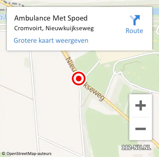 Locatie op kaart van de 112 melding: Ambulance Met Spoed Naar Cromvoirt, Nieuwkuijkseweg op 28 november 2017 10:28