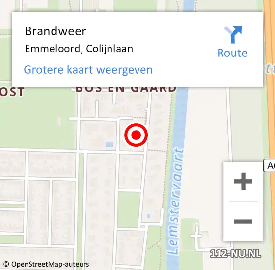 Locatie op kaart van de 112 melding: Brandweer Emmeloord, Colijnlaan op 28 november 2017 12:38