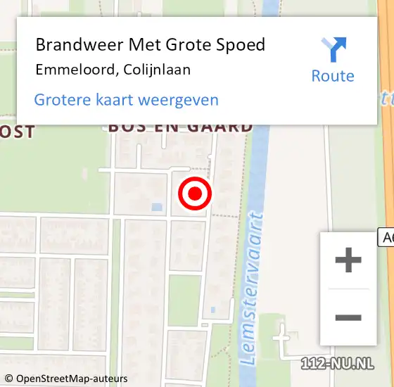 Locatie op kaart van de 112 melding: Brandweer Met Grote Spoed Naar Emmeloord, Colijnlaan op 28 november 2017 12:39