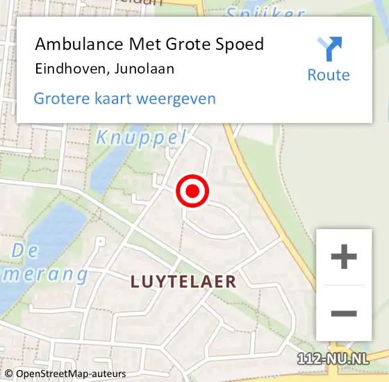 Locatie op kaart van de 112 melding: Ambulance Met Grote Spoed Naar Eindhoven, Junolaan op 28 november 2017 12:58