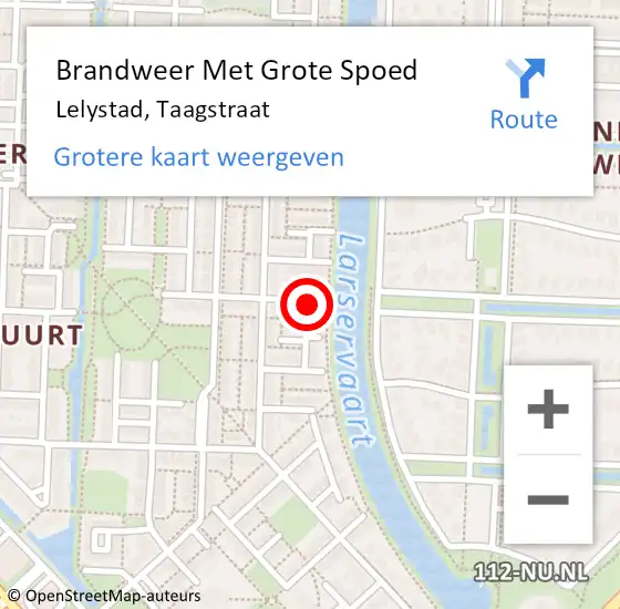 Locatie op kaart van de 112 melding: Brandweer Met Grote Spoed Naar Lelystad, Taagstraat op 28 november 2017 13:17