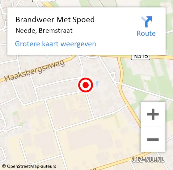 Locatie op kaart van de 112 melding: Brandweer Met Spoed Naar Neede, Bremstraat op 28 november 2017 13:45