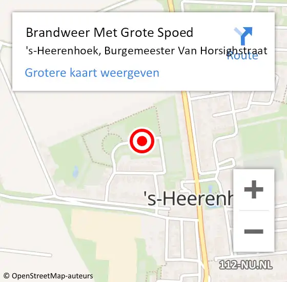 Locatie op kaart van de 112 melding: Brandweer Met Grote Spoed Naar 's-Heerenhoek, Burgemeester Van Horsighstraat op 28 november 2017 14:54