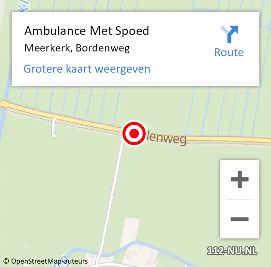 Locatie op kaart van de 112 melding: Ambulance Met Spoed Naar Meerkerk, Bordenweg op 28 november 2017 15:00