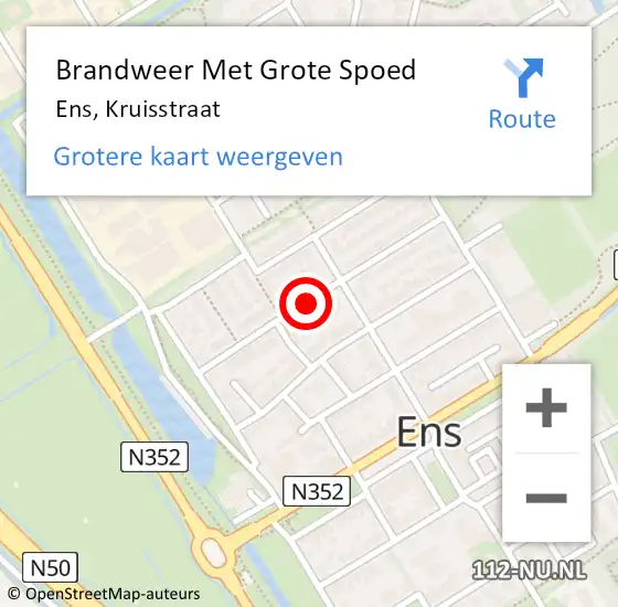 Locatie op kaart van de 112 melding: Brandweer Met Grote Spoed Naar Ens, Kruisstraat op 8 februari 2014 03:35