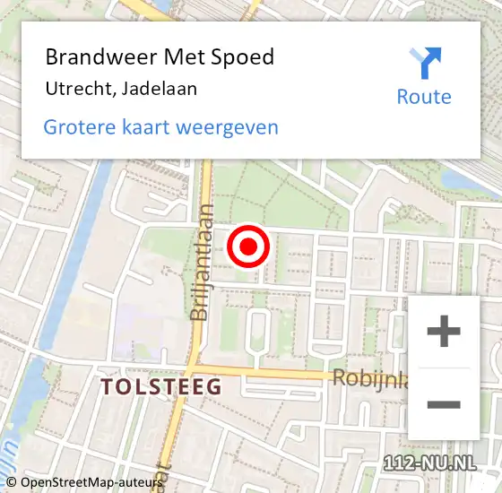 Locatie op kaart van de 112 melding: Brandweer Met Spoed Naar Utrecht, Jadelaan op 28 november 2017 15:56