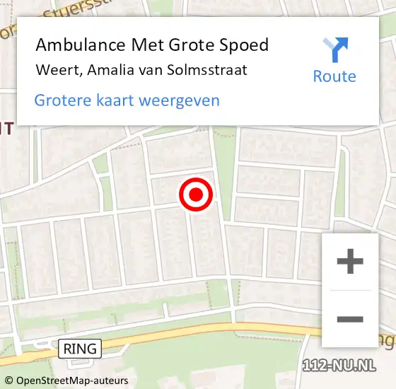 Locatie op kaart van de 112 melding: Ambulance Met Grote Spoed Naar Weert, Amalia van Solmsstraat op 28 november 2017 16:06