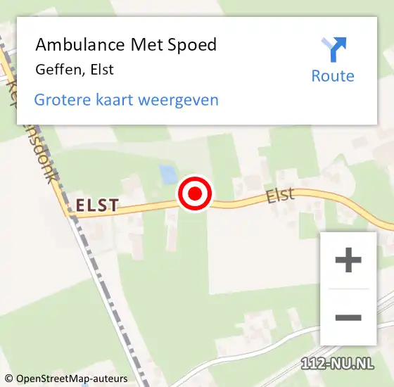 Locatie op kaart van de 112 melding: Ambulance Met Spoed Naar Geffen, Elst op 28 november 2017 16:38