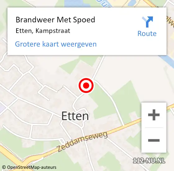 Locatie op kaart van de 112 melding: Brandweer Met Spoed Naar Etten, Kampstraat op 28 november 2017 16:45