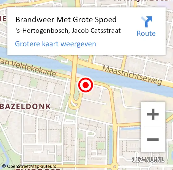 Locatie op kaart van de 112 melding: Brandweer Met Grote Spoed Naar 's-Hertogenbosch, Jacob Catsstraat op 28 november 2017 16:52