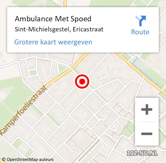 Locatie op kaart van de 112 melding: Ambulance Met Spoed Naar Sint-Michielsgestel, Ericastraat op 28 november 2017 17:09