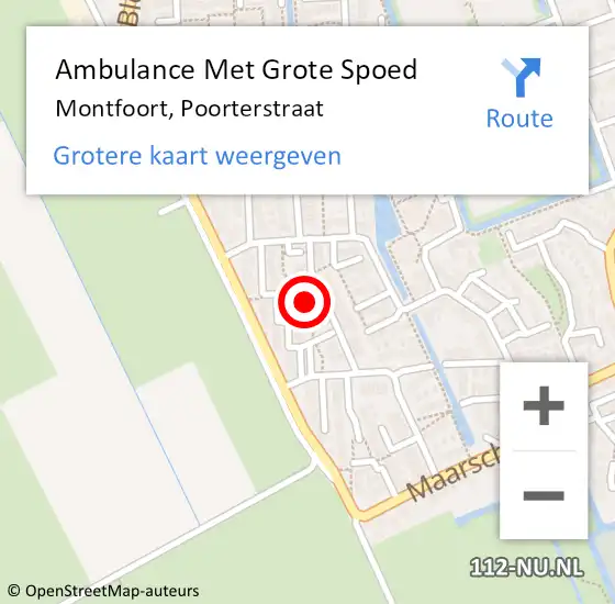 Locatie op kaart van de 112 melding: Ambulance Met Grote Spoed Naar Montfoort, Poorterstraat op 28 november 2017 17:51