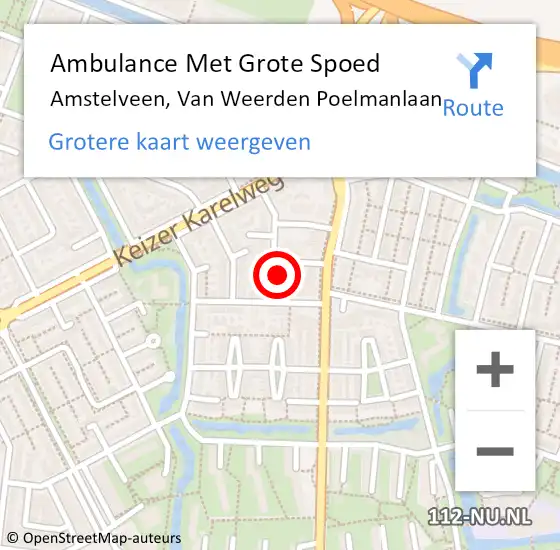 Locatie op kaart van de 112 melding: Ambulance Met Grote Spoed Naar Amstelveen, Van Weerden Poelmanlaan op 28 november 2017 18:00