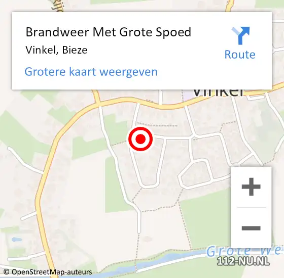 Locatie op kaart van de 112 melding: Brandweer Met Grote Spoed Naar Vinkel, Bieze op 28 november 2017 18:33