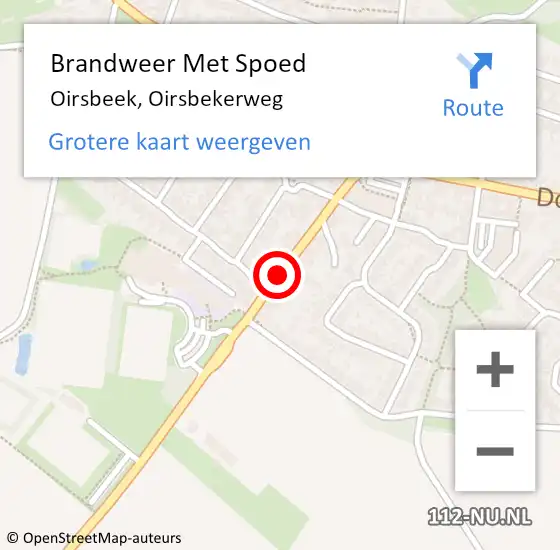 Locatie op kaart van de 112 melding: Brandweer Met Spoed Naar Oirsbeek, Oirsbekerweg op 28 november 2017 18:46