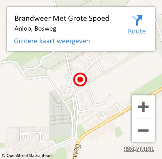 Locatie op kaart van de 112 melding: Brandweer Met Grote Spoed Naar Anloo, Bosweg op 28 november 2017 18:49