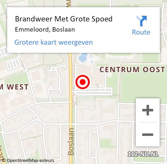 Locatie op kaart van de 112 melding: Brandweer Met Grote Spoed Naar Emmeloord, Boslaan op 28 november 2017 19:36