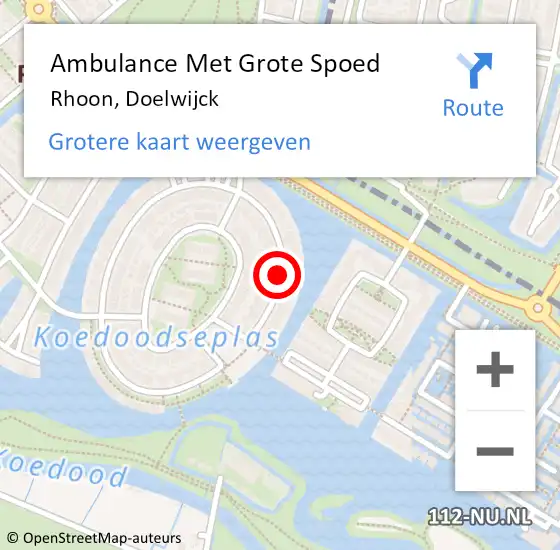 Locatie op kaart van de 112 melding: Ambulance Met Grote Spoed Naar Rhoon, Doelwijck op 28 november 2017 20:22