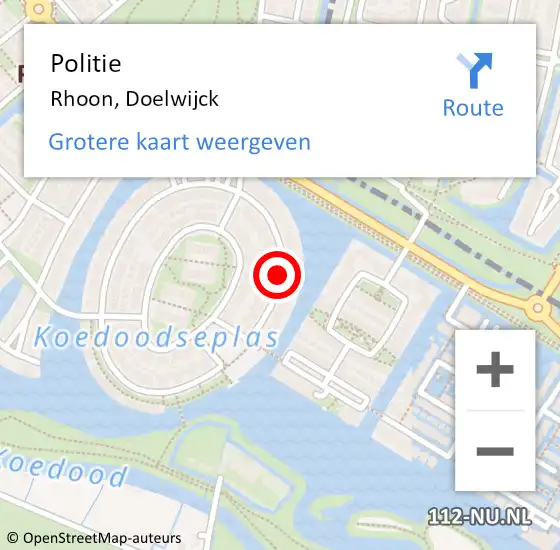 Locatie op kaart van de 112 melding: Politie Rhoon, Doelwijck op 28 november 2017 20:24