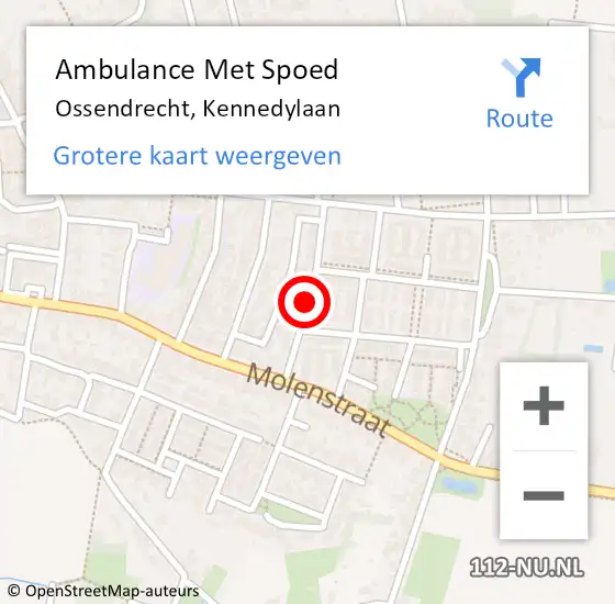 Locatie op kaart van de 112 melding: Ambulance Met Spoed Naar Ossendrecht, Kennedylaan op 28 november 2017 21:26