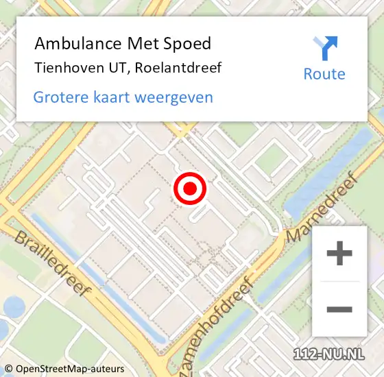 Locatie op kaart van de 112 melding: Ambulance Met Spoed Naar Tienhoven UT, Roelantdreef op 28 november 2017 21:49