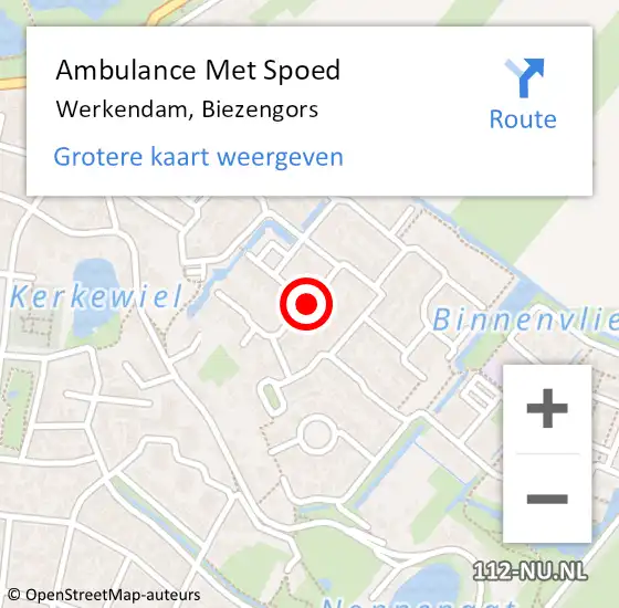 Locatie op kaart van de 112 melding: Ambulance Met Spoed Naar Werkendam, Biezengors op 28 november 2017 23:59