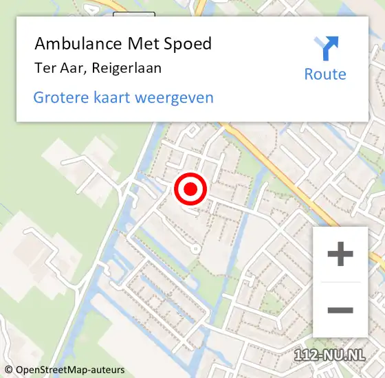 Locatie op kaart van de 112 melding: Ambulance Met Spoed Naar Ter Aar, Reigerlaan op 29 november 2017 00:32