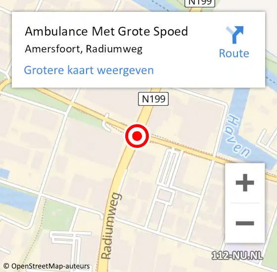 Locatie op kaart van de 112 melding: Ambulance Met Grote Spoed Naar Amersfoort, Radiumweg op 29 november 2017 00:46