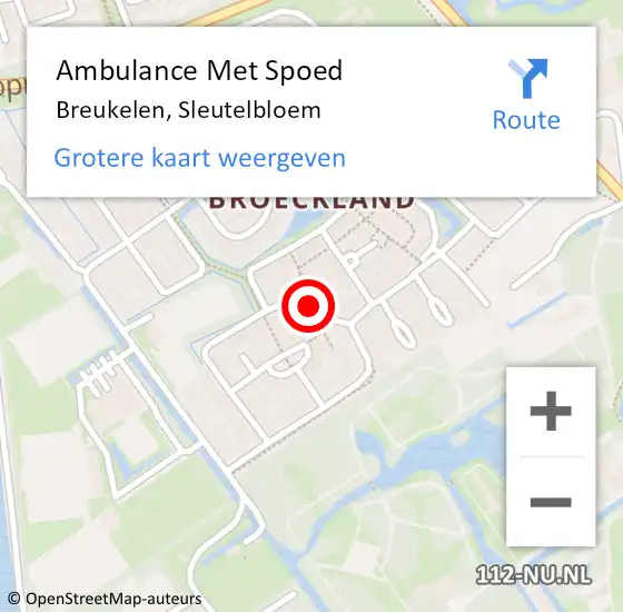 Locatie op kaart van de 112 melding: Ambulance Met Spoed Naar Breukelen, Sleutelbloem op 8 februari 2014 05:44