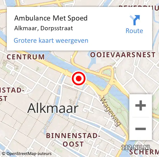 Locatie op kaart van de 112 melding: Ambulance Met Spoed Naar Alkmaar, Dorpsstraat op 29 november 2017 02:57