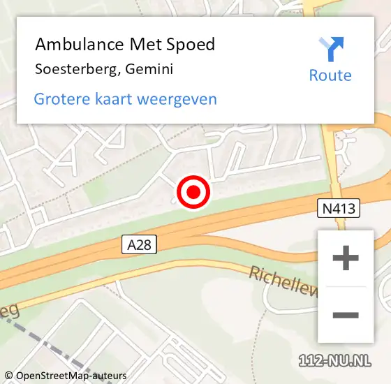 Locatie op kaart van de 112 melding: Ambulance Met Spoed Naar Soesterberg, Gemini op 29 november 2017 04:02