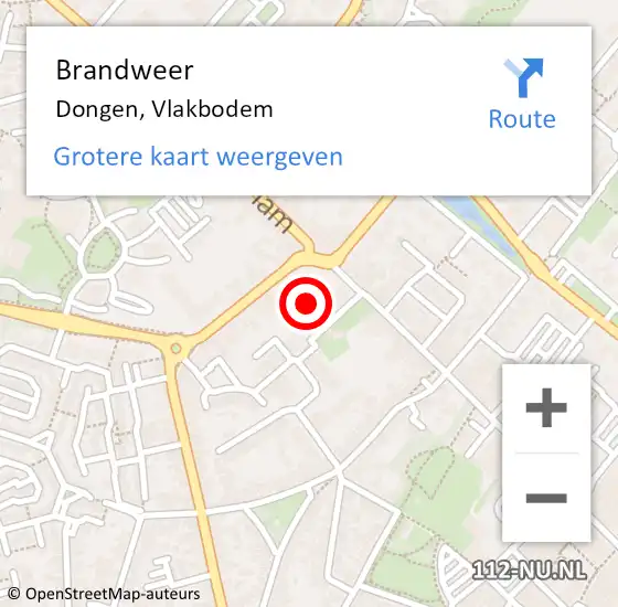 Locatie op kaart van de 112 melding: Brandweer Dongen, Vlakbodem op 8 februari 2014 06:08