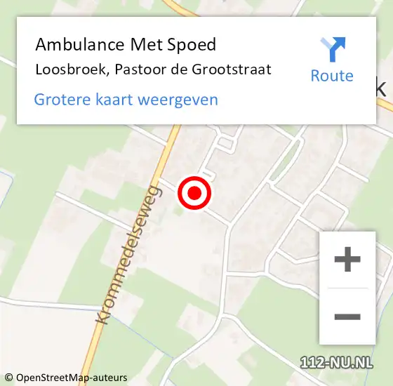 Locatie op kaart van de 112 melding: Ambulance Met Spoed Naar Loosbroek, Pastoor de Grootstraat op 29 november 2017 06:29