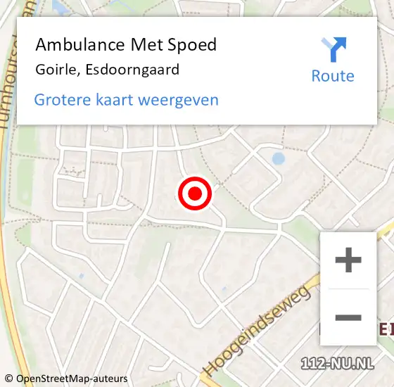 Locatie op kaart van de 112 melding: Ambulance Met Spoed Naar Goirle, Esdoorngaard op 29 november 2017 06:46