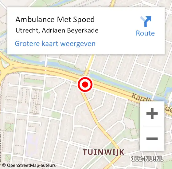 Locatie op kaart van de 112 melding: Ambulance Met Spoed Naar Utrecht, Adriaen Beyerkade op 29 november 2017 07:41