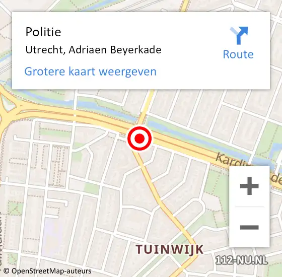 Locatie op kaart van de 112 melding: Politie Utrecht, Adriaen Beyerkade op 29 november 2017 07:42