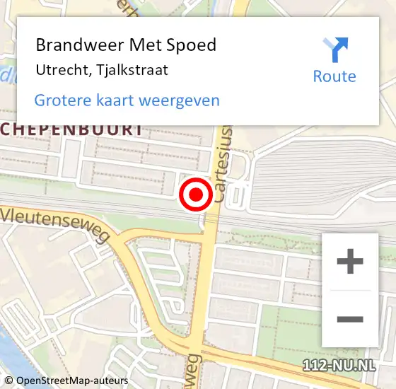 Locatie op kaart van de 112 melding: Brandweer Met Spoed Naar Utrecht, Tjalkstraat op 29 november 2017 08:29